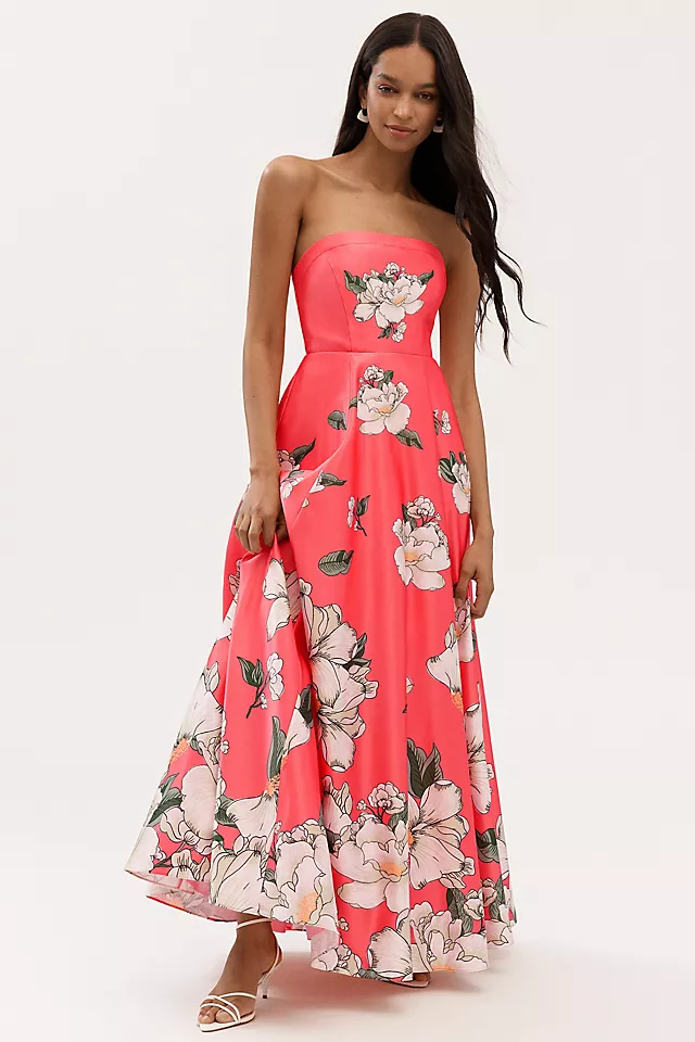 Savannah Strapless Floral Printed Maxi Dress