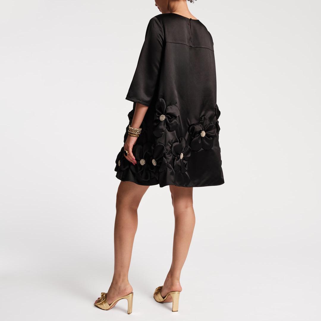 Midnight Bloom Satin Mini Dress